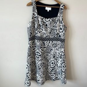 Anthropologie Ettitwa patterned texture design cream and black dress